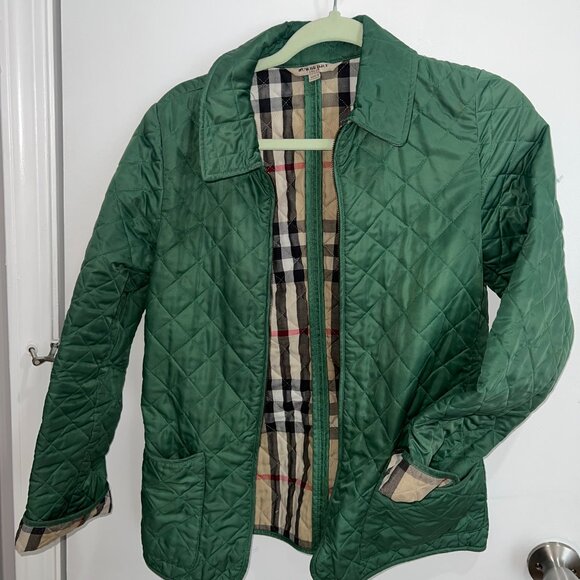 SOLD ! Vintage Burberry Quilted Down Jacket – Olive Green - Picture 2 of 6
